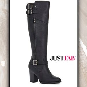 JustFab Biker Moto Knee High Boots 8.5
